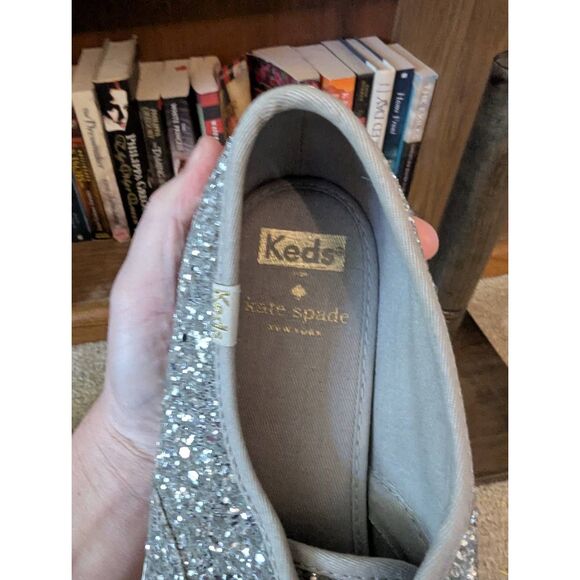 Keds For Kate Spade New York Glitter Sneakers - Size 9 - Silver/ Gray - Picture 5 of 6